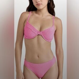 Good American Sparkly Pink Bikini Set